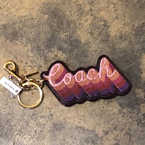 COACH Leather Logo Keychain NWT